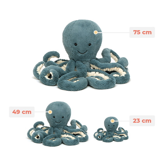 peluche octopus odell bébé 14 cm - rose - jellycat